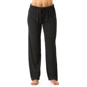 Just Love Silky Soft Women Pajama Pants with Stretch PJs Sleepwear(Black With White Dots)