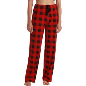 Just Love Silky Soft Women Pajama Pants with Stretch PJs Sleepwear(Buffalo Plaid Red Black)