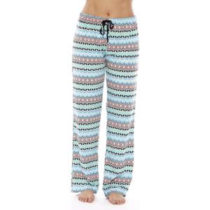 Just Love Silky Soft Women Pajama Pants with Stretch PJs Sleepwear(Paradisio Turquoise Coral)