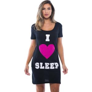 Just Love Sleep Dress for Women Sleeping Dorm Shirt(Black – I Heart Sleep)
