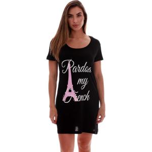 Just Love Sleep Dress for Women Sleeping Dorm Shirt(Black -Pardon My French)