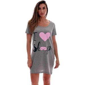 Just Love Sleep Dress for Women Sleeping Dorm Shirt(Grey – I Love Sleep Mask)