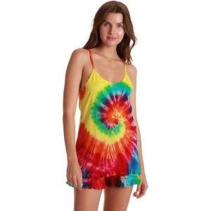 Just Love Tie Dye Pajama Short Set with Ruffle Detail(Tie Dye Bright Swirl)