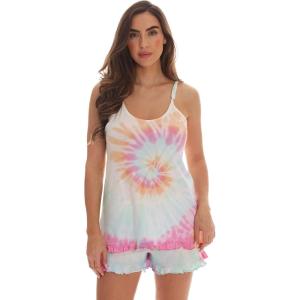 Just Love Tie Dye Pajama Short Set with Ruffle Detail(Tie Dye Pastel Swirl)