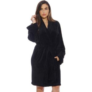 Just Love Velour Chevron Texture Bath Robes for Women(Black)
