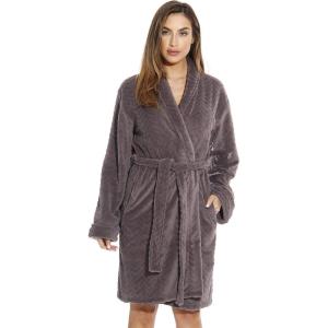 Just Love Velour Chevron Texture Bath Robes for Women(Charcoal)