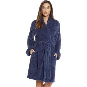 Just Love Velour Chevron Texture Bath Robes for Women(Navy)