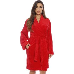 Just Love Velour Chevron Texture Bath Robes for Women(Red)