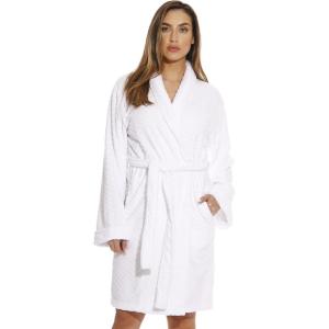Just Love Velour Chevron Texture Bath Robes for Women(White)