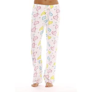 Just Love Womens 100% Cotton Pajama Pants(Floating Hearts White)
