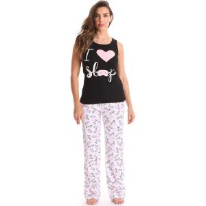 Just Love Womens Pajama Pant Sets(Black – I Love Sleep Mask)