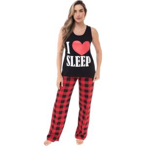 Just Love Womens Pajama Pant Sets(I Love Sleep – Black)