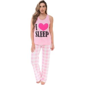 Just Love Womens Pajama Pant Sets(I Love Sleep – Pink)