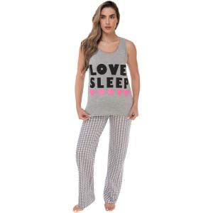 Just Love Womens Pajama Pant Sets(Love Sleep – Grey Plaid)