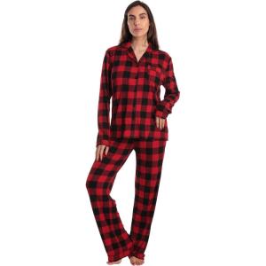 Just Love Womens Pajama Set(Buffalo Plaid Red Black)
