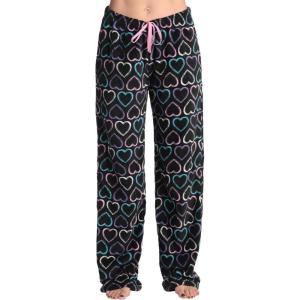 Just Love Women’s Plush Pajama Pants(Black – Chalk Hearts)
