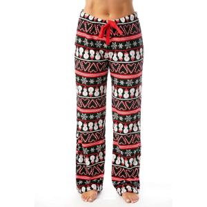 Just Love Womens Plush Pajama Pants(Candycane Snowman Fairisle)