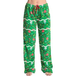 Just Love Women’s Plush Pajama Pants(Green – Decorated Tree)