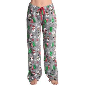 Just Love Women’s Plush Pajama Pants(Grey – Xmas Snowman)