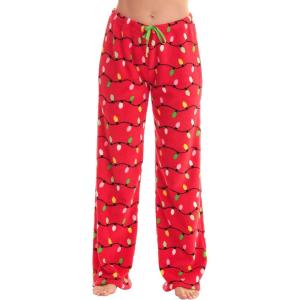 Just Love Womens Plush Pajama Pants(Red – Xmas Lights)