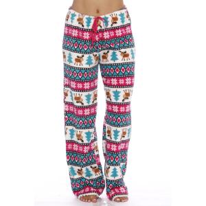 Just Love Womens Plush Pajama Pants(White – Moose Love)