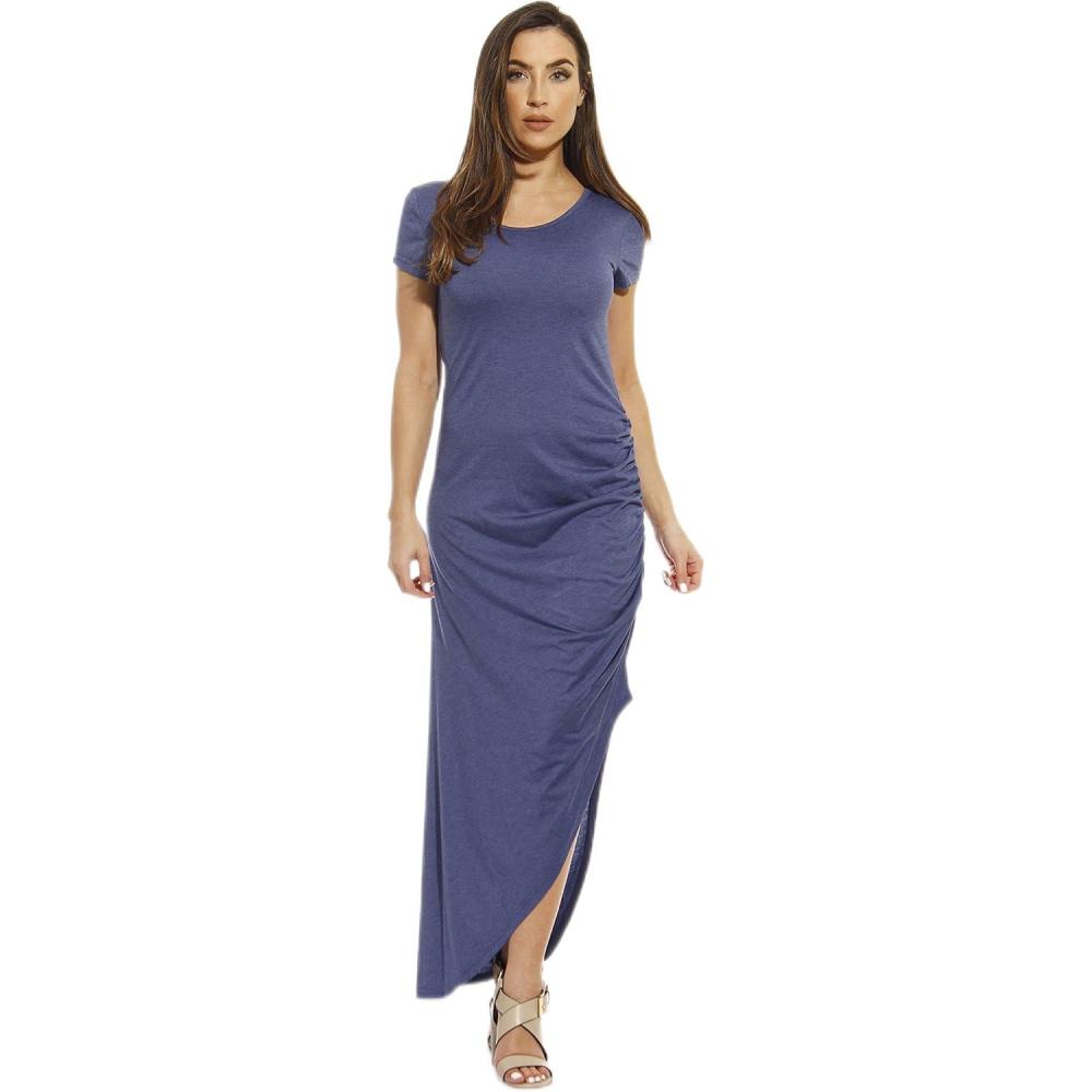 imageJust Love Short Sleeve Dress with Ruched Side Summer DressesHeathered Denim