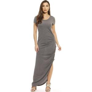Just Love Short Sleeve Dress with Ruched Side Summer Dresses(Heathered Charcoal)
