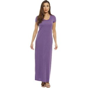 Just Love Short Sleeve Heathered Knit Fabric Maxi Dress Summer Dresses(Heathered Purple)