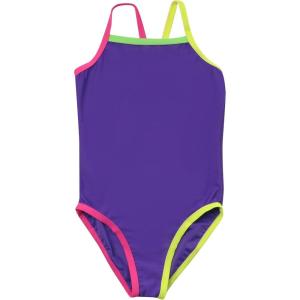 Just Love Girls’ One Piece Swimsuit – UPF 50+ Bathing Suit for Kids(Purple With Neon Trim)