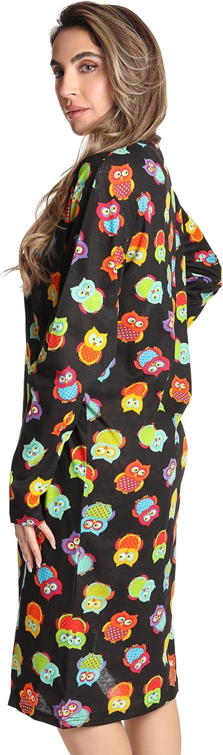 imageJust Love Long Sleeve Nightgown SleepwearBlack Fun Owl