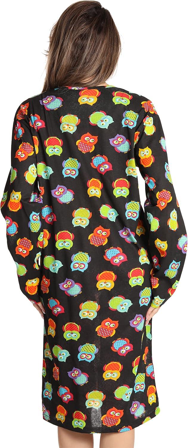imageJust Love Long Sleeve Nightgown SleepwearBlack Fun Owl