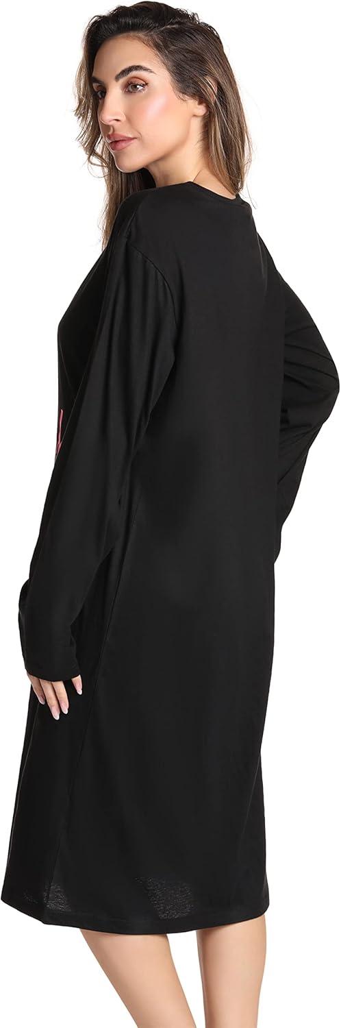 imageJust Love Long Sleeve Nightgown SleepwearBlack Grateful Thankful