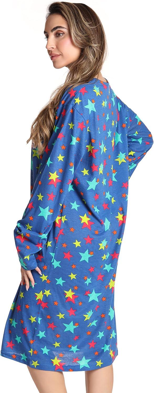 imageJust Love Long Sleeve Nightgown SleepwearBlue Multi Stars