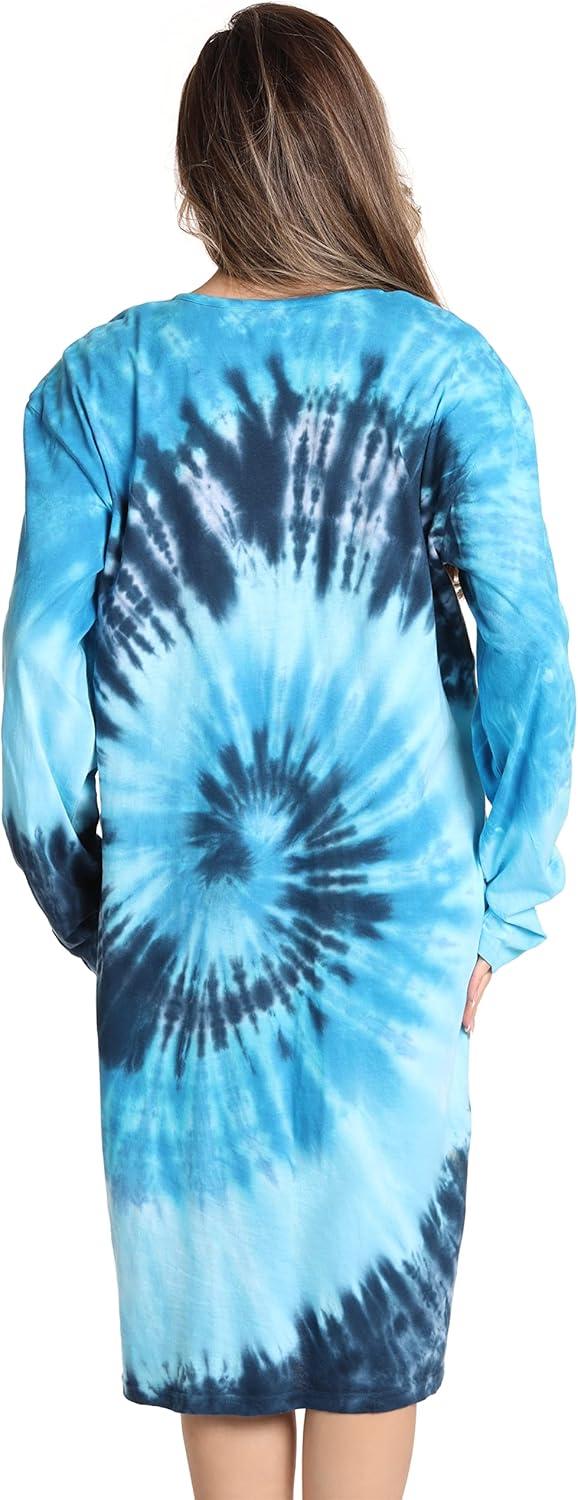 imageJust Love Long Sleeve Nightgown SleepwearBlue Tie Dye Swirl