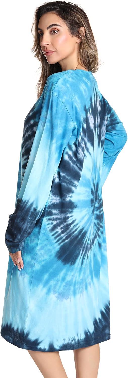 imageJust Love Long Sleeve Nightgown SleepwearBlue Tie Dye Swirl