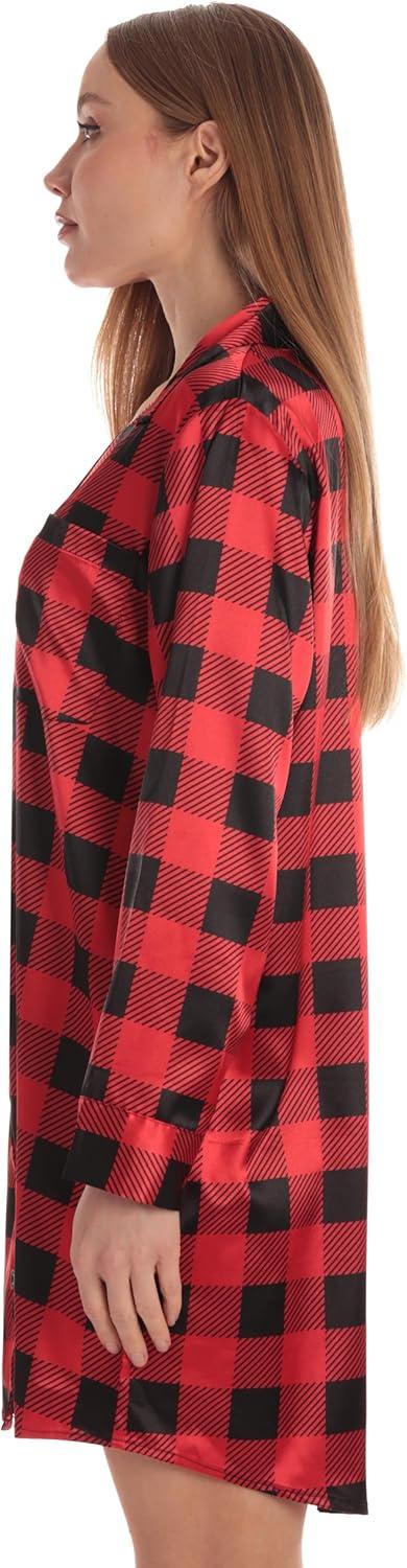 imageJust Love Long Sleeve Nightgown SleepwearBuffalo Plaid Red Black
