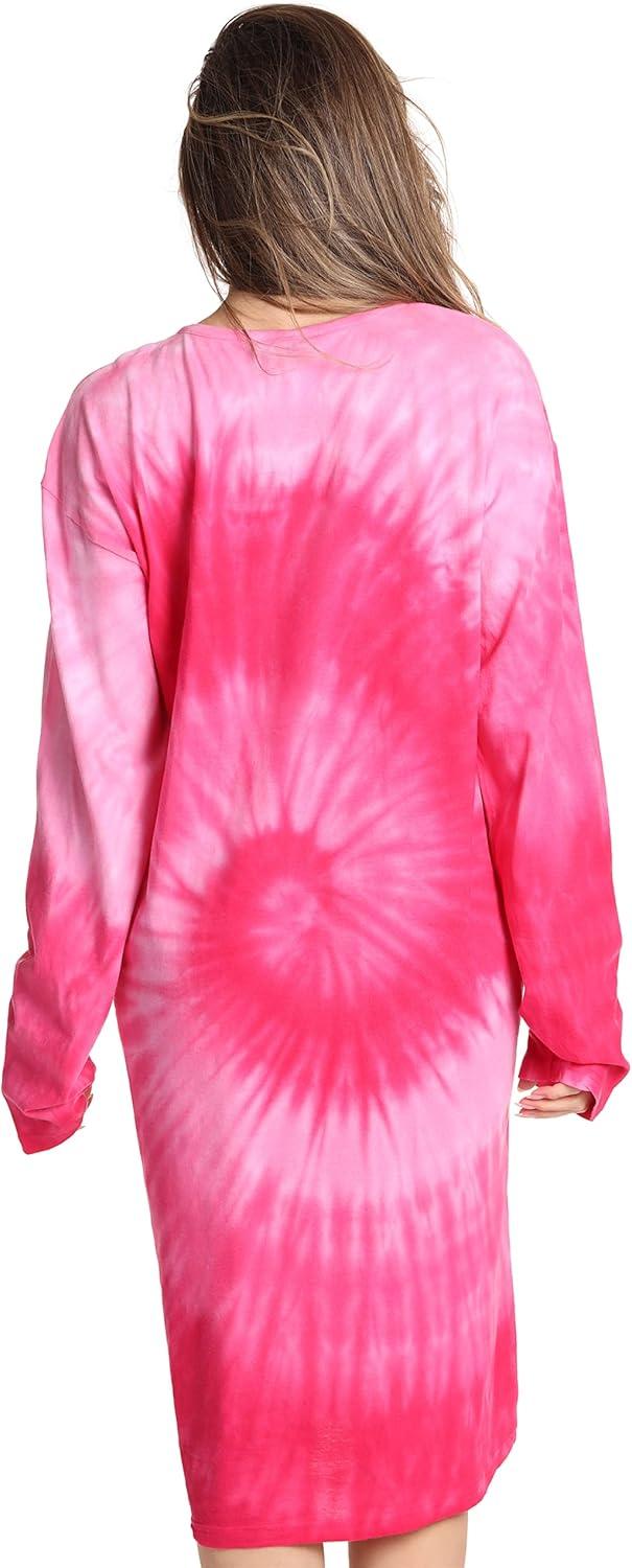 imageJust Love Long Sleeve Nightgown SleepwearFuchsia Tie Dye Swirl
