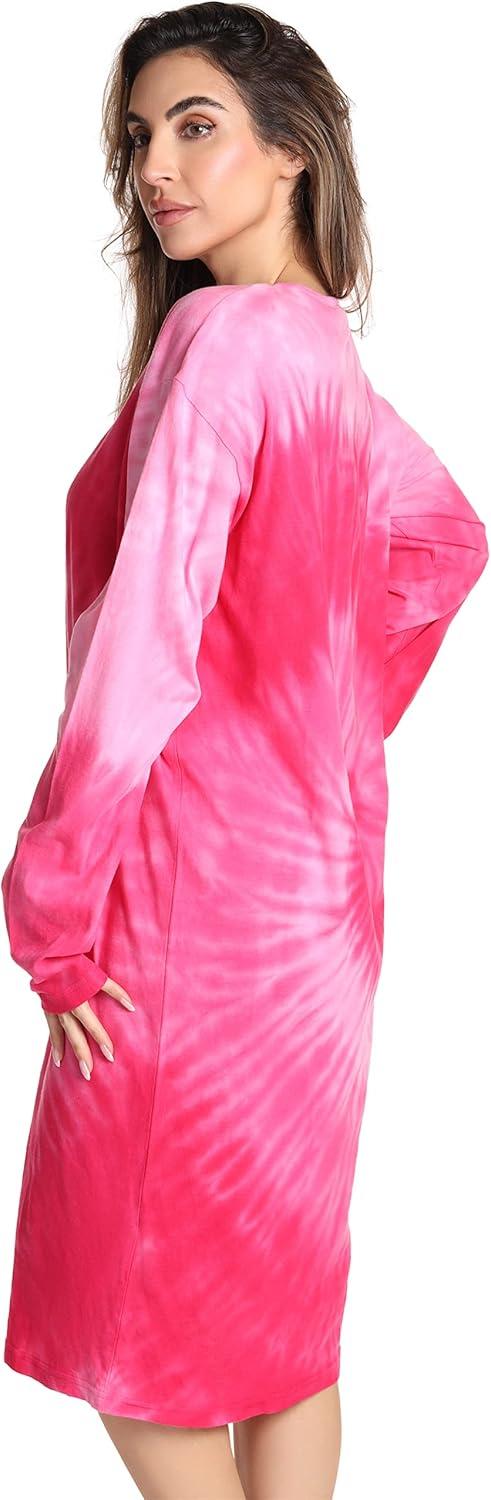 imageJust Love Long Sleeve Nightgown SleepwearFuchsia Tie Dye Swirl