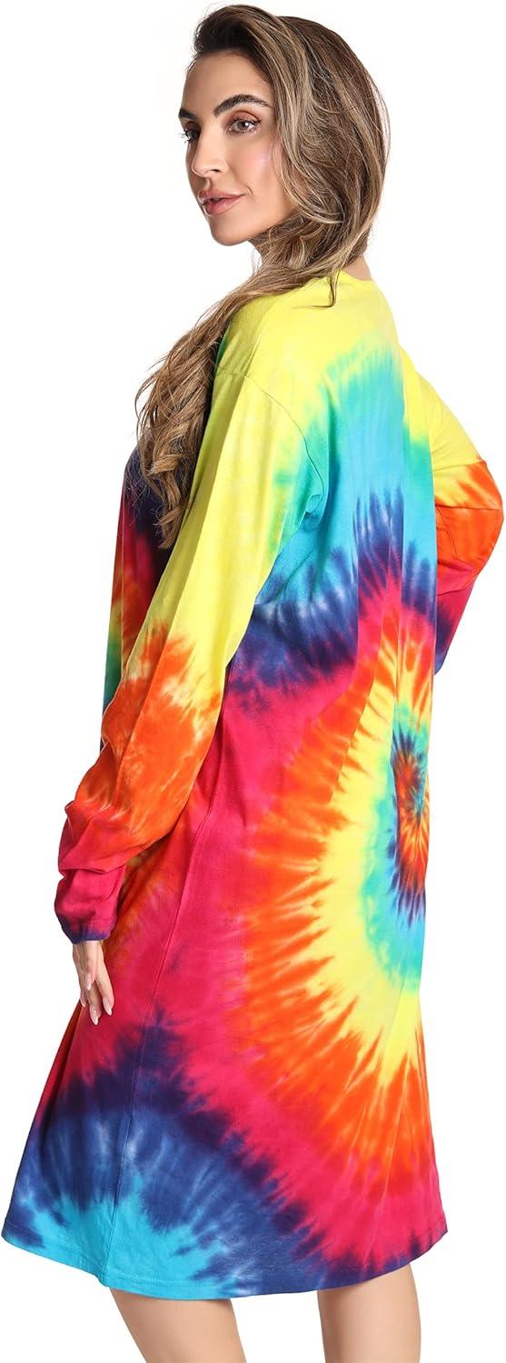 imageJust Love Long Sleeve Nightgown SleepwearMulti Tie Dye Bright Swirl