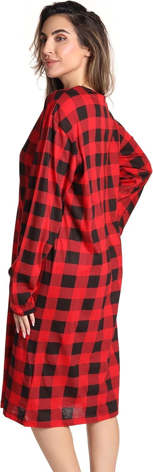 imageJust Love Long Sleeve Nightgown SleepwearRed Buffalo Plaid