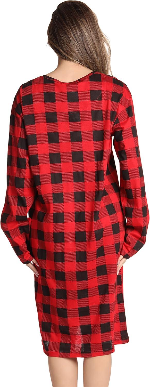 imageJust Love Long Sleeve Nightgown SleepwearRed Buffalo Plaid