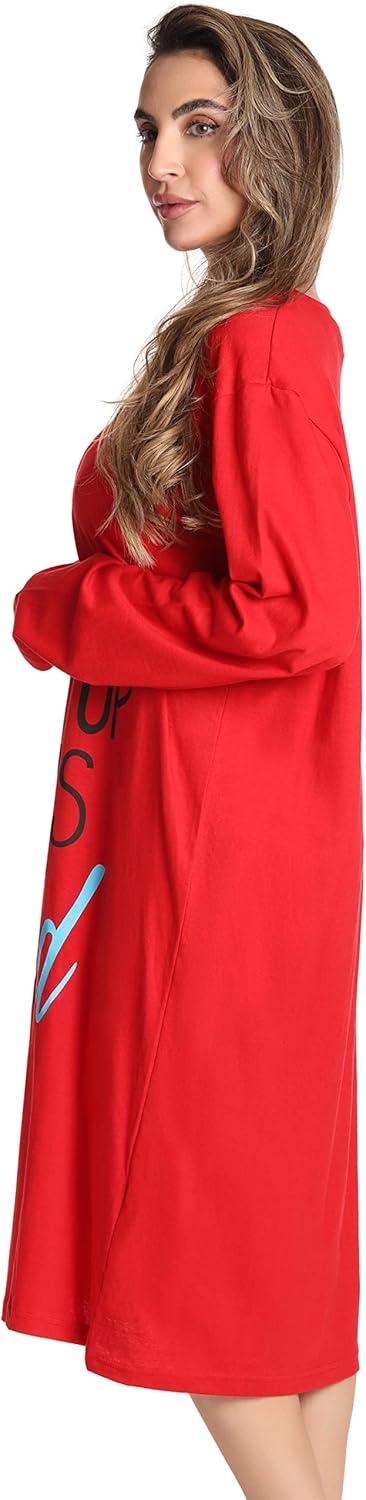 imageJust Love Long Sleeve Nightgown SleepwearRed Woke Up Like This
