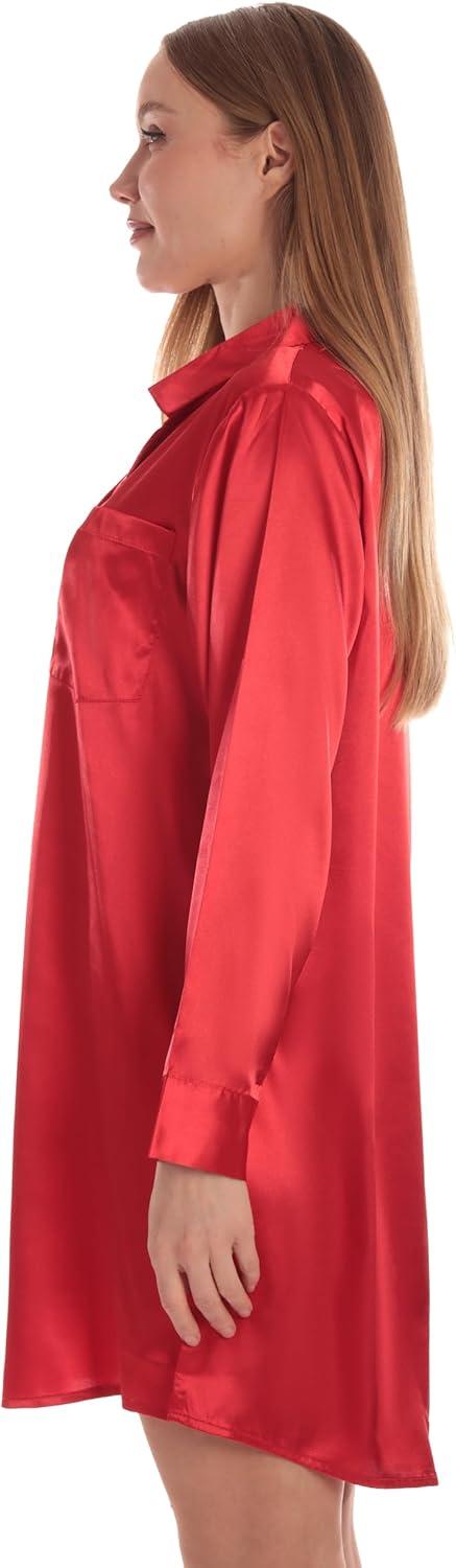 imageJust Love Long Sleeve Nightgown SleepwearRed Solid