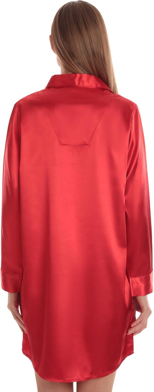 imageJust Love Long Sleeve Nightgown SleepwearRed Solid