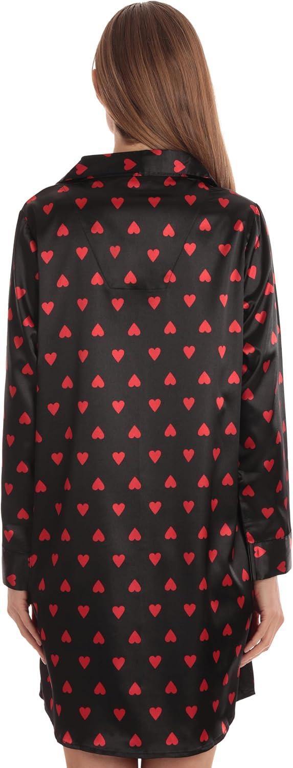 imageJust Love Long Sleeve Nightgown SleepwearSimple Heart Black