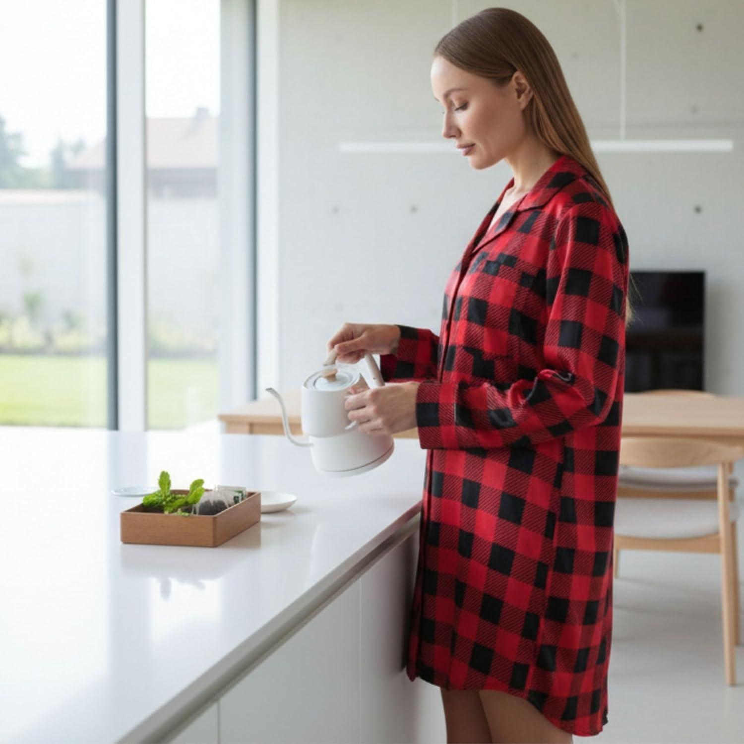 imageJust Love Long Sleeve Nightgown SleepwearSimple Heart Black
