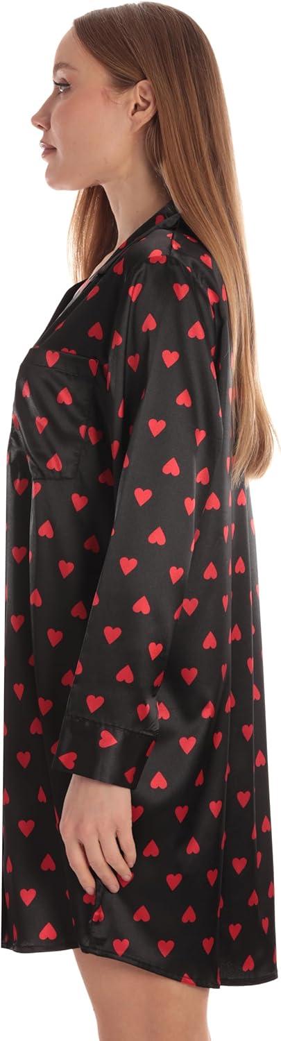 imageJust Love Long Sleeve Nightgown SleepwearSimple Heart Black