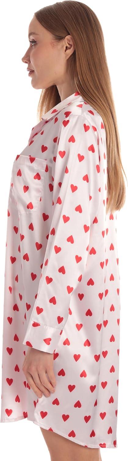 imageJust Love Long Sleeve Nightgown SleepwearSimple Heart White