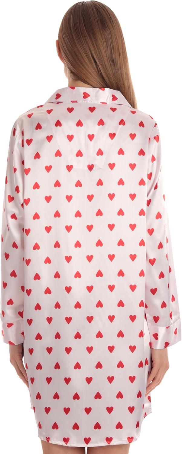 imageJust Love Long Sleeve Nightgown SleepwearSimple Heart White