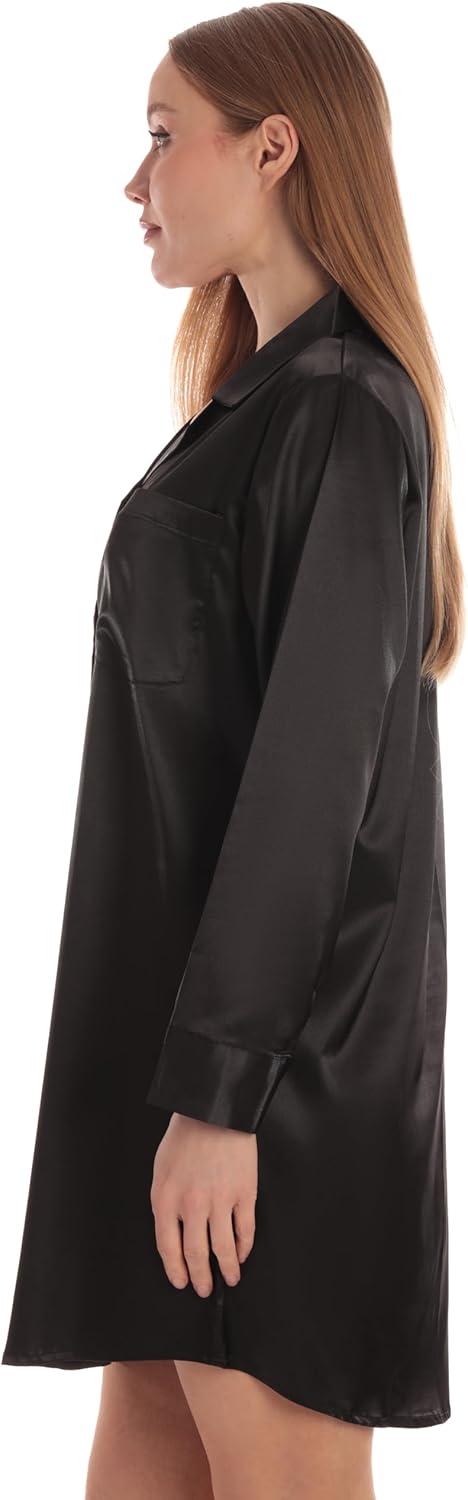 imageJust Love Long Sleeve Nightgown SleepwearSolid Black